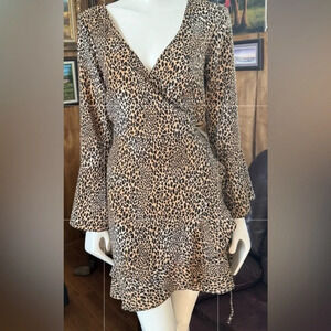 Pretty Little Thing | Leopard print wrap dress - Midi length - size 12